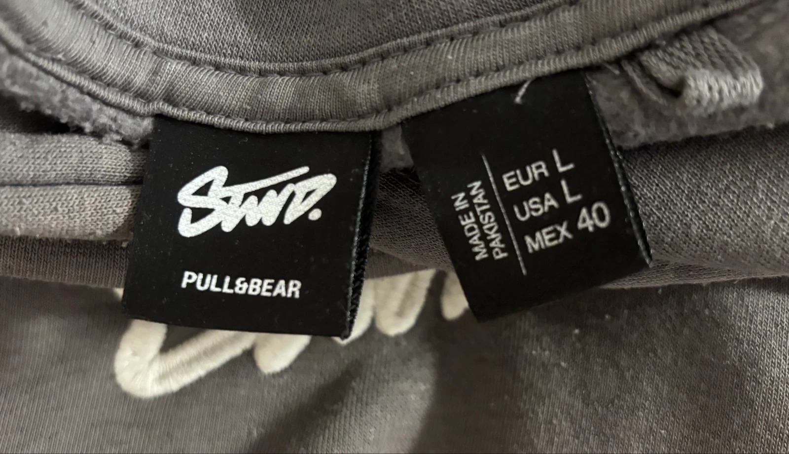 Pull&Bear STWD grey unisex sweatshirt size L streetwear style large logo – photo 4